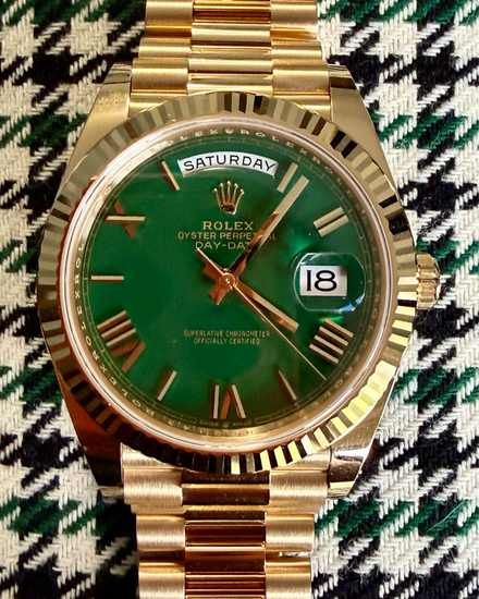 2026 Rolex Day-Date 40MM Green Dial Yellow Gold President Bracelet (228238)
