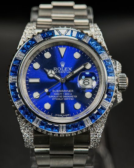 No Reserve - Rolex Submariner Date 40MM Aftermarket Blue Dial Oyster Bracelet (116610LN)