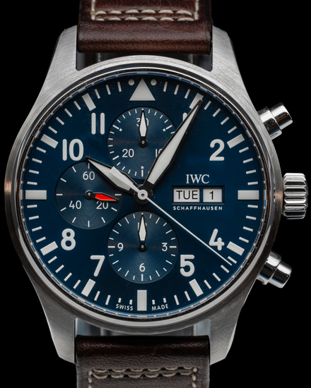 2019 IWC Schaffhausen Pilot Chronograph "Le Petit Prince" 43MM Blue Dial Leather Strap (IW377714)