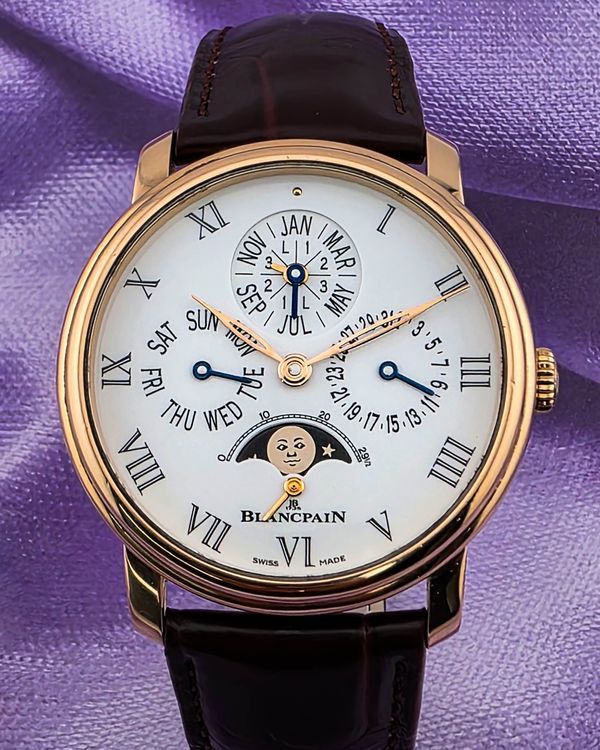 2018 Blancpain Villeret Quantième Perpétuel 8 Jours 42MM White Dial Leather Strap (6659-3631-55B)