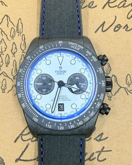 2025 Tudor Black Bay Chrono "Carbon 25" L.E. 42MM White Dial Leather Strap (79377KN)