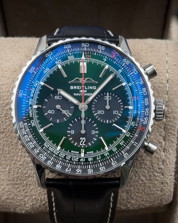 2022 Breitling Navitimer B01 Chronograph 46MM Black Dial Leather Strap (AB0137)