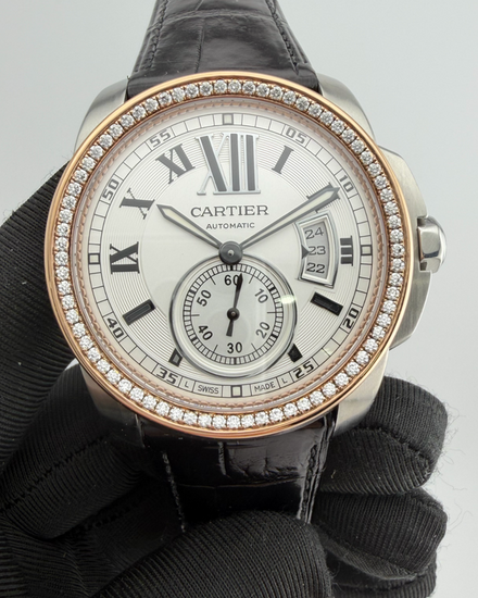 Cartier Calibre de Cartier 42MM Silver Dial Leather Strap (W7100039)