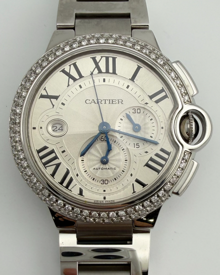 No Reserve - Cartier Ballon Bleu XL 44MM Silver Dial Steel Bracelet (W6920002)