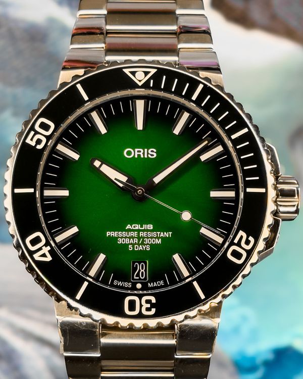 2025 Oris Aquis Date Caliber 400 43.5MM Green Dial Steel Bracelet (01 400 7763 4157-07 8 24 09PEB)