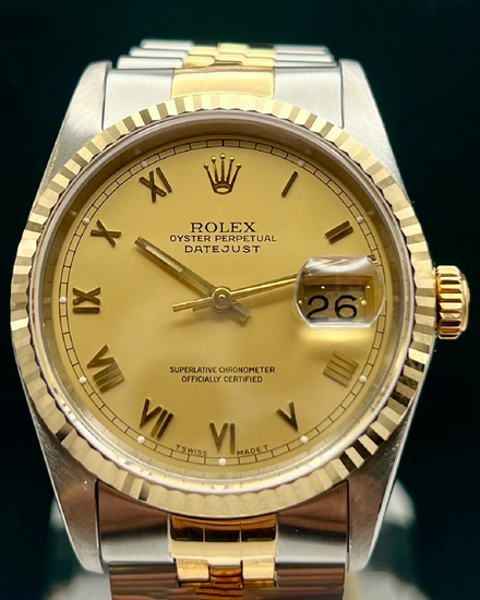 No Reserve - 1991 Rolex Datejust 36MM Champagne Dial Two-Tone Jubilee Bracelet (16233)