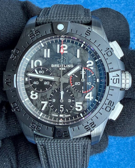 No Reserve - 2026 Breitling Avenger B01 Chronograph "Night Mission" 44MM Carbon Fiber Dial Leather Strap (SB0147)