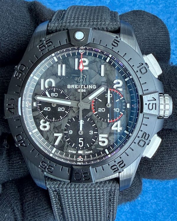 No Reserve - 2026 Breitling Avenger B01 Chronograph "Night Mission" 44MM Carbon Dial Leather Strap (SB0147)