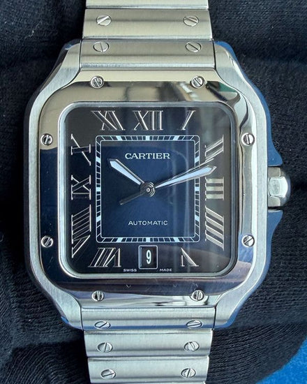 No Reserve - Cartier Santos de Cartier 39.8MM Blue Dial Steel Bracelet (WSSA0030)