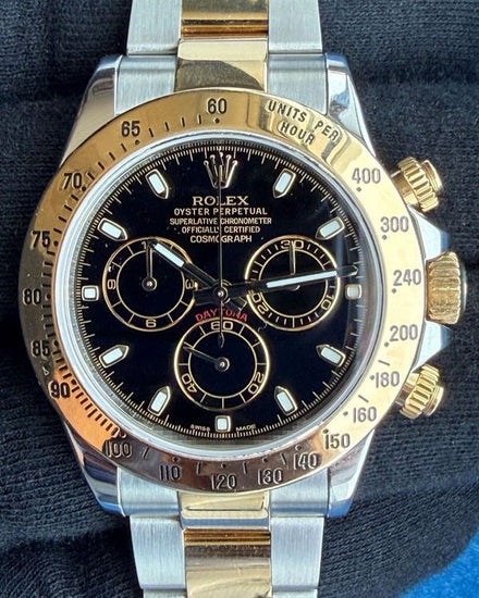 No Reserve - 2012 Rolex Cosmograph Daytona 40MM Black Dial Two-Tone Oyster Bracelet (116523)