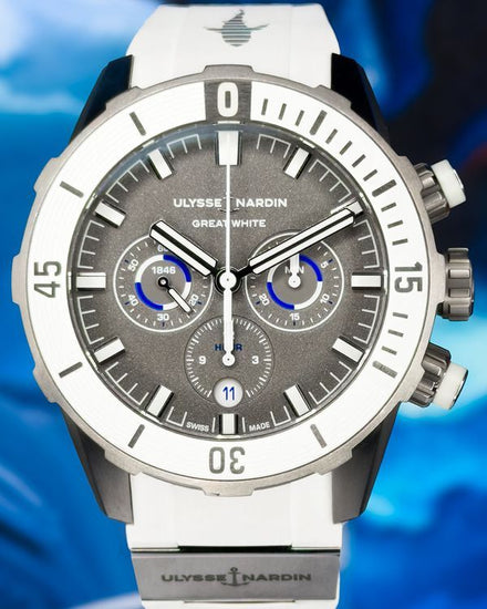 2025 Ulysse Nardin Diver Chronograph "Great White" L.E. 44MM Grey Dial Rubber Strap (1503-170LE-1A-GW/3A)