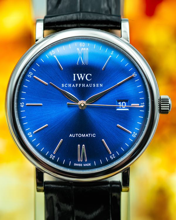 2021 IWC Schaffhausen Portofino 40MM Blue Dial Leather Strap (IW356523)