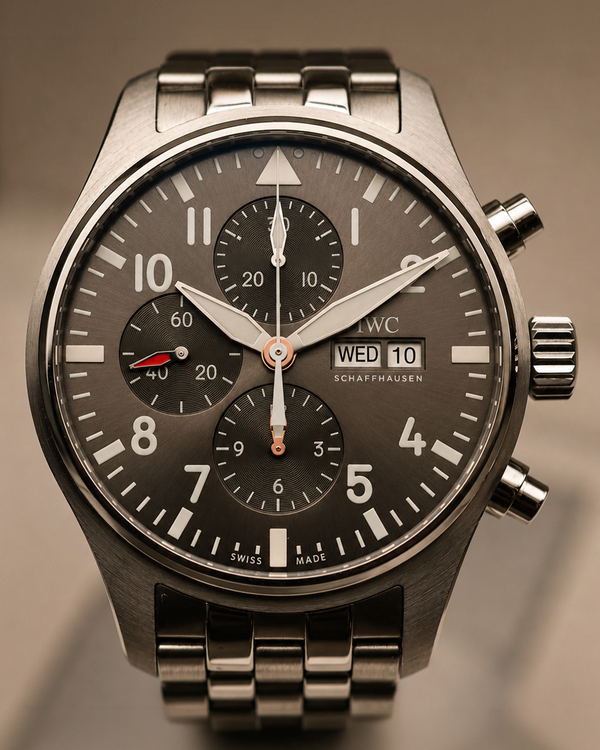 2017 IWC Schaffhausen Pilot Spitfire Chronograph 43MM Grey Dial Steel Bracelet (IW377719)