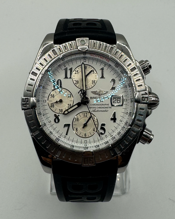 Breitling Chronomat Evolution 44MM Grey Dial Leather Strap (A13356)