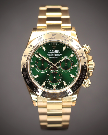 2018 Rolex Cosmograph Daytona "John Mayer" 40MM Green Dial Yellow Gold Oyster Bracelet (116508)