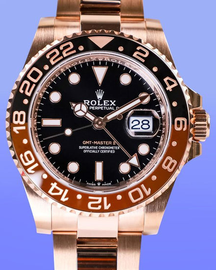 No Reserve - 2022 Rolex GMT-Master II "Rootbeer" 40MM Black Dial Rose Gold Oyster Bracelet (126715CHNR)
