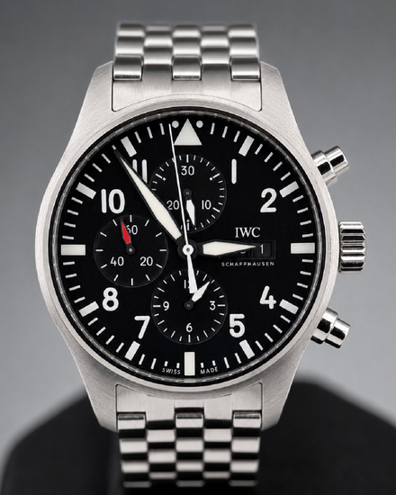 IWC Schaffhausen Pilot Chronograph 43MM Black Dial Steel Bracelet (IW377710)