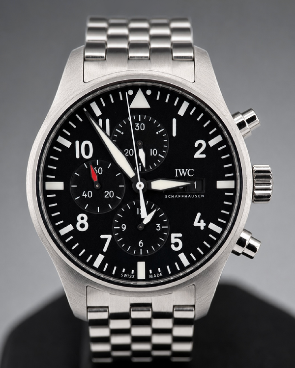 2021 IWC Schaffhausen Pilot Chronograph 43MM Black Dial Steel Bracelet (IW377710)