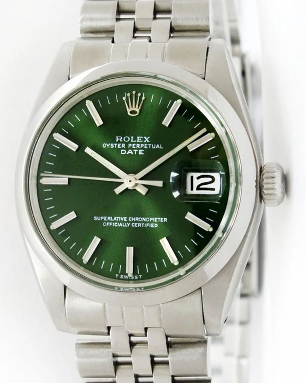 Rolex Oyster Perpetual 34MM Aftermarket Green Dial Aftermarket Steel Bracelet (1500)
