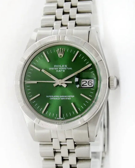 Rolex Oyster Perpetual Date 34MM Aftermarket Green Dial Aftermarket Jubilee Bracelet (15000)