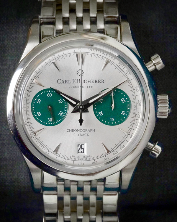 No Reserve - Carl F. Bucherer Manero Flyback 40MM Silver Dial Steel Bracelet (00.10927.08.13.22)