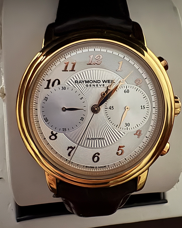 2015 Raymond Weil Maestro Chronograph 41.5MM Silver Dial Leather Strap (4830-PC5-05658)