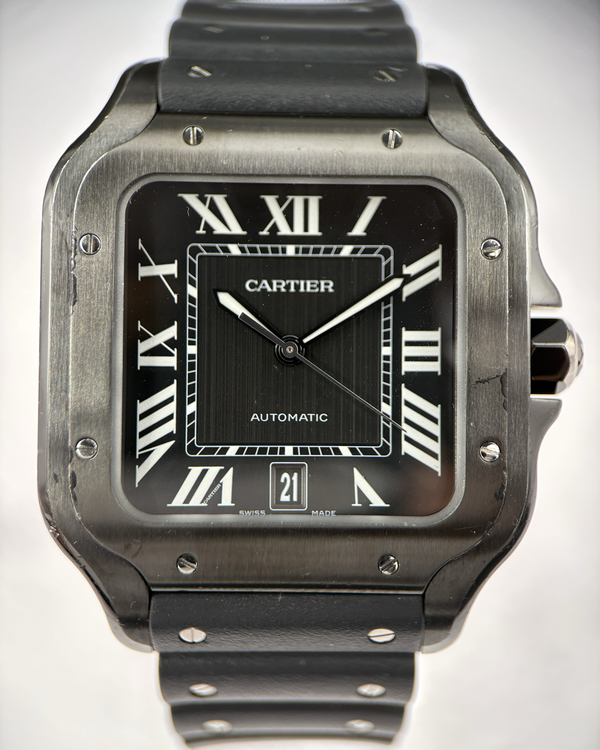 2024 Cartier Santos De Cartier 39.8MM Black Dial Rubber Strap (WSSA0039)