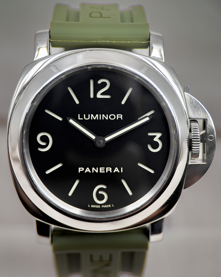 No Reserve - 2016 Panerai Luminor Base 44MM Black Dial Rubber Strap (PAM00112)