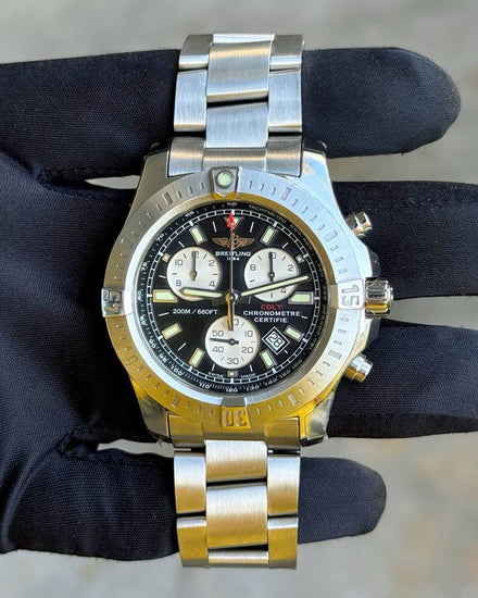 Breitling Colt Chronograph 44MM Quartz Black Dial Steel Bracelet (A73388)