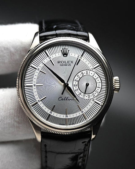 2019 Rolex Cellini Date 39MM Silver Dial Leather Strap (50519)