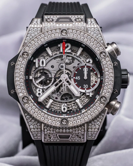2020 Hublot Big Bang Unico Titanium Pave 42MM Skeleton Dial Rubber Strap (441.NX.1170.RX.1704)