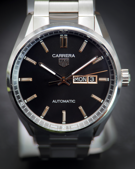 Tag Heuer Carrera Day-Date Calibre 5 41MM Black Dial Steel Bracelet (WBN2013.BA0640)