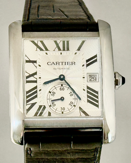 Cartier Tank MC 34.3MM Silver Dial Leather Strap (W5330003)