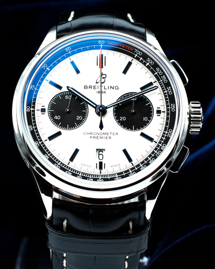 2023 Breitling Premier B01 Chronograph "Panda" 42MM White Dial Leather Strap (AB0118221G1P1)