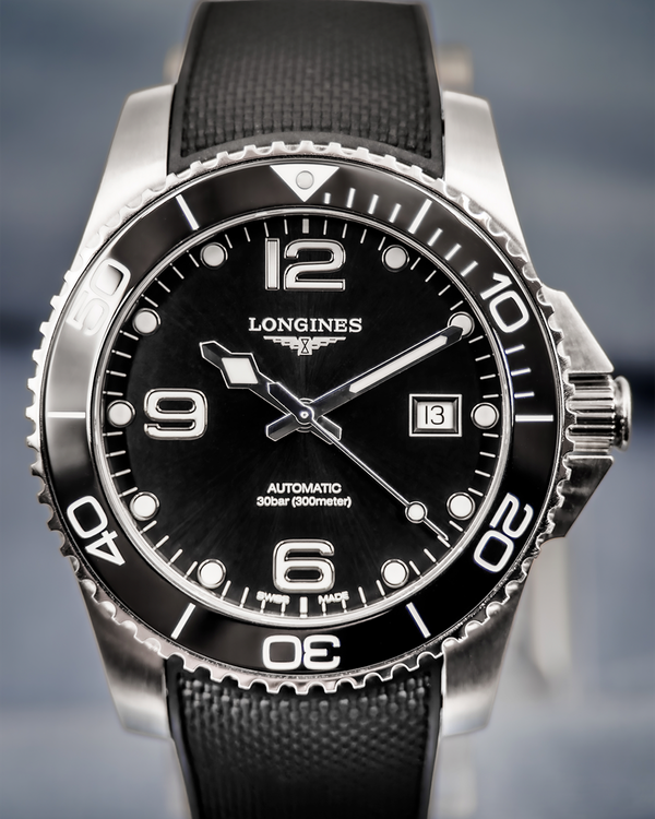 No Reserve - 2025 Longines HydroConquest 41MM Black Dial Rubber Strap (L3.781.4.56.9)