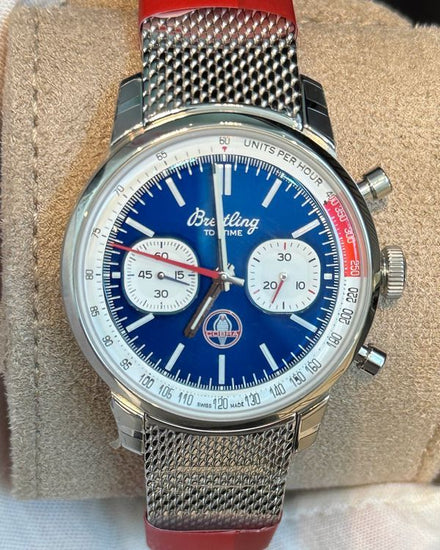 Breitling Top Time B01 Chronograph "Shelby" 41MM Blue Dial Steel Bracelet (AB01763A1C1A1)