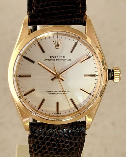 1966 Rolex Oyster Perpetual 34MM White Dial Leather Strap (1002)