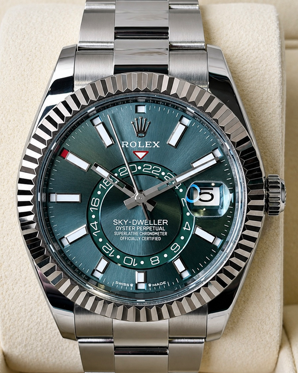 No Reserve - 2024 Rolex Sky-Dweller 42MM Green Dial Oyster Bracelet (336934)
