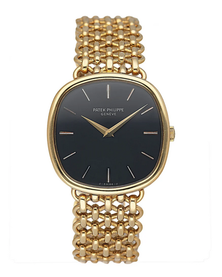 Patek Philippe Golden Ellipse 33MM Blue Dial Yellow Gold Bracelet (3844/2J)