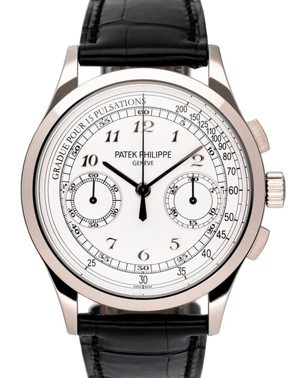 2014 Patek Philippe Complications Chronograph 39MM Silver Dial Leather Strap (5170G-001)