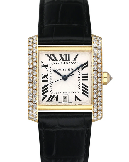 Cartier Tank Française 28MM Silver Dial Leather Strap (WE101051)