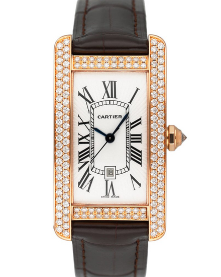Cartier Tank Americaine 22.6MM Silver Dial Leather Strap (WB704751)