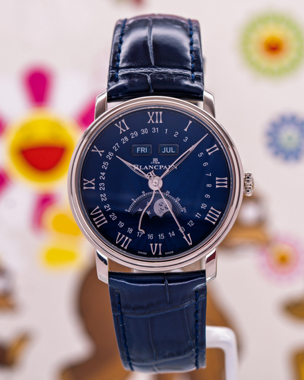 2022 Blancpain Villeret Quiantiéme 40MM Blue Dial Leather Strap (6654-1529-55B)