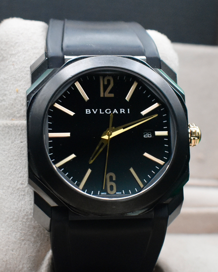 2016 Bvlgari Octo Solotempo Ultra Nero 41MM Black Dial Rubber Strap (BGO41BBSVD)