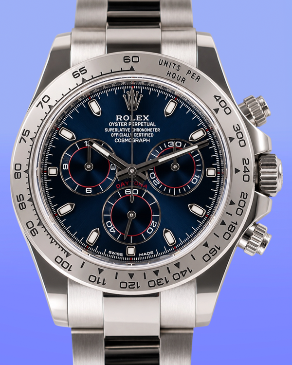 2021 Rolex Cosmograph Daytona 40MM Blue Dial White Gold Oyster Bracelet (116509)