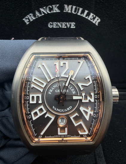 2015 Franck Muller Vanguard 44MM Grey Dial Leather Strap (45 V SC DT TT BR 5N)