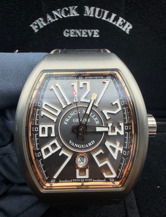 2015 Franck Muller Vanguard 44MM Grey Dial Leather Strap (45 V SC DT TT BR 5N)