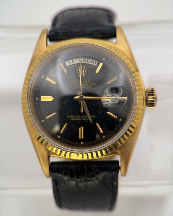 Rolex Day-Date 36MM Black Dial Aftermarket Leather Strap (1803)