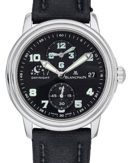 2001 Blancpain Leman Dual Time 38MM Black Dial Leather Strap (2160-1130M-71)
