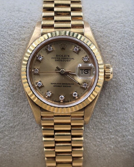1989 Rolex Lady-Datejust 26MM Chocolate Dial Yellow Gold President Bracelet (69178)